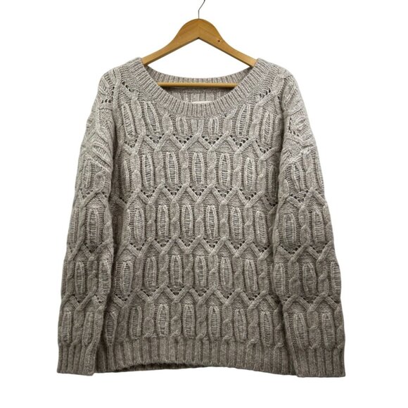 Nili Lotan Sweater Womens L Oversized Alpaca Merino Wool Cable Knit Designer
